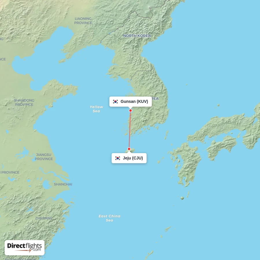 KUV - CJU route map