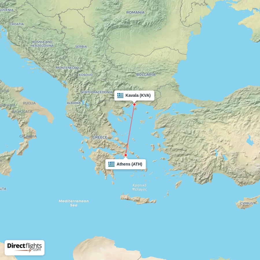 KVA - ATH route map