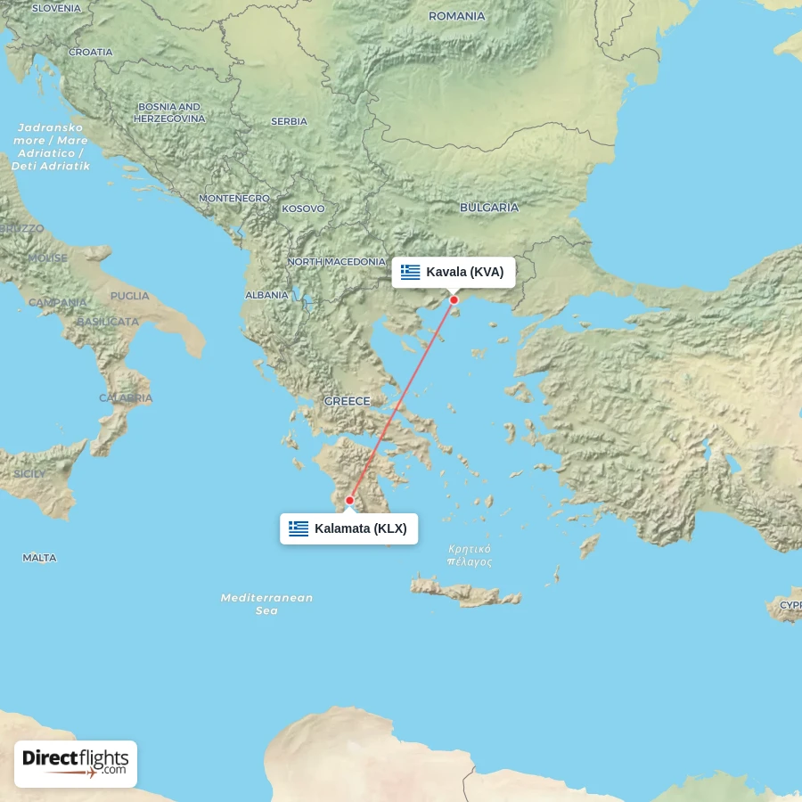 KVA - KLX route map