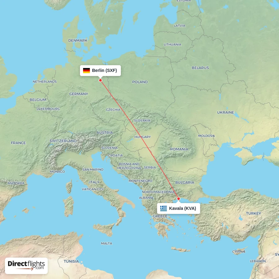 KVA - SXF route map