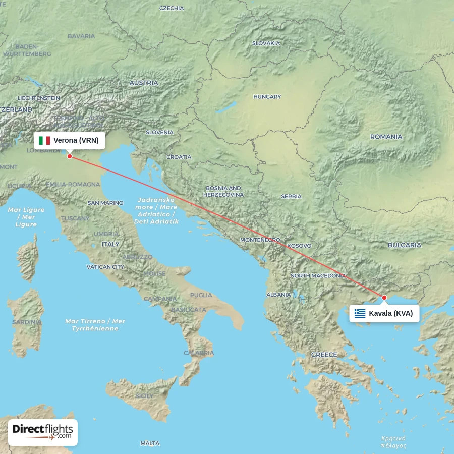 KVA - VRN route map