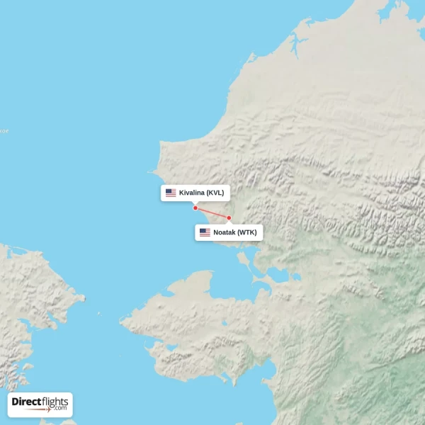 Kivalina - Noatak direct flight map