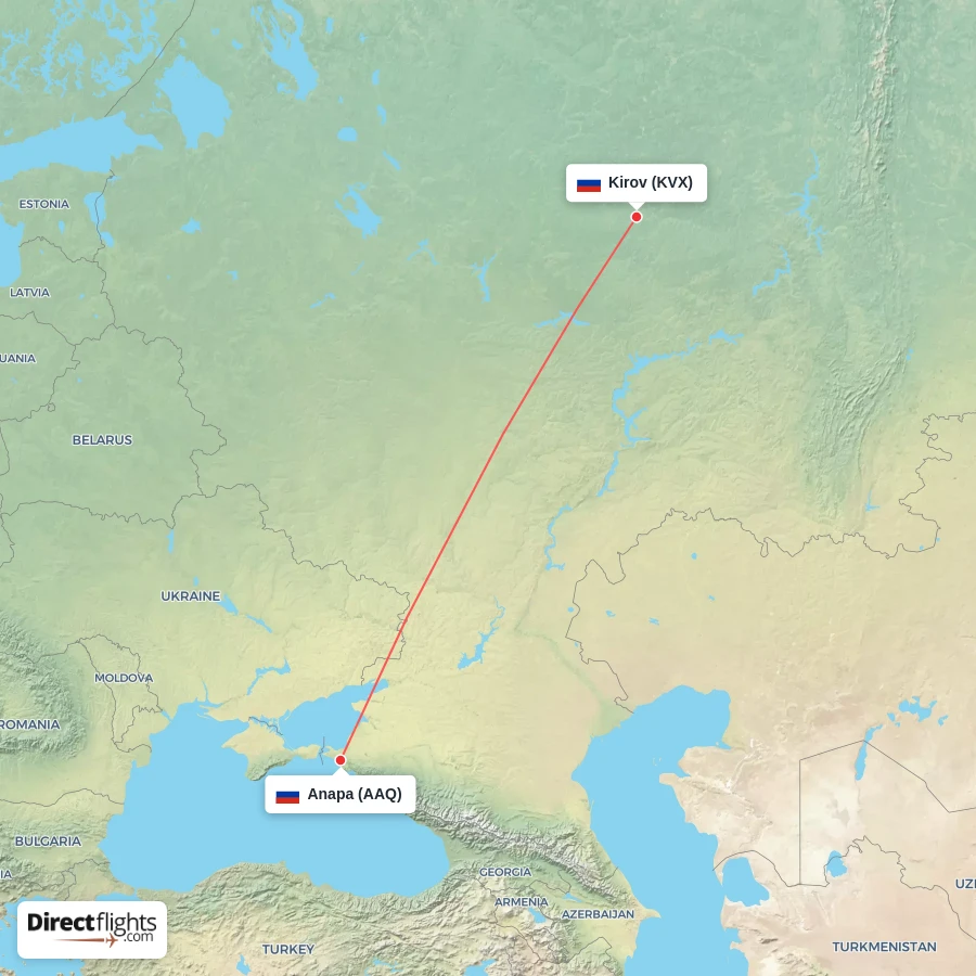 KVX - AAQ route map