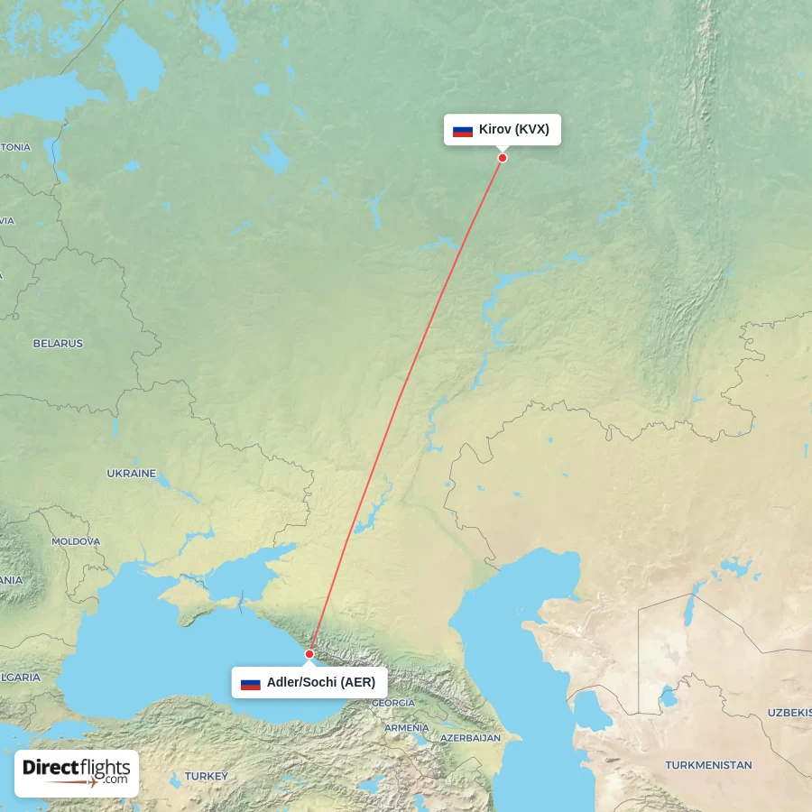 KVX - AER route map