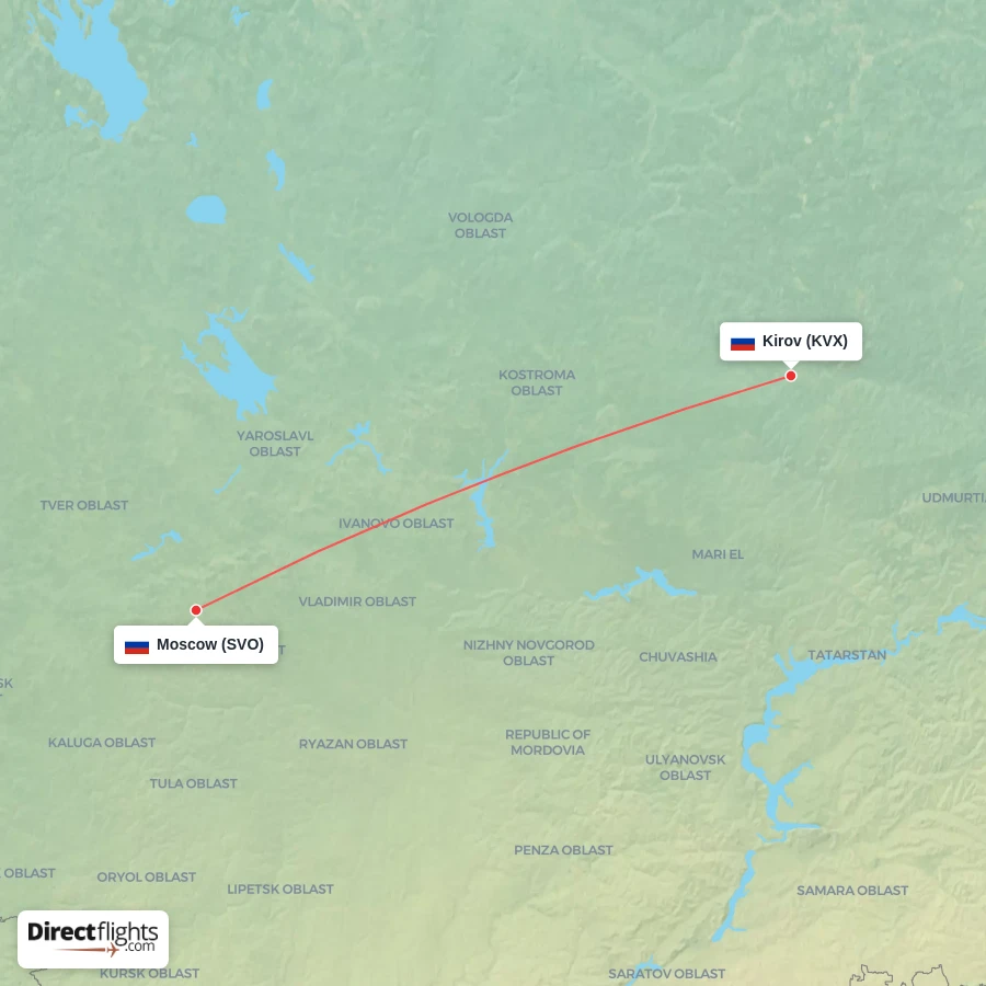 KVX - SVO route map
