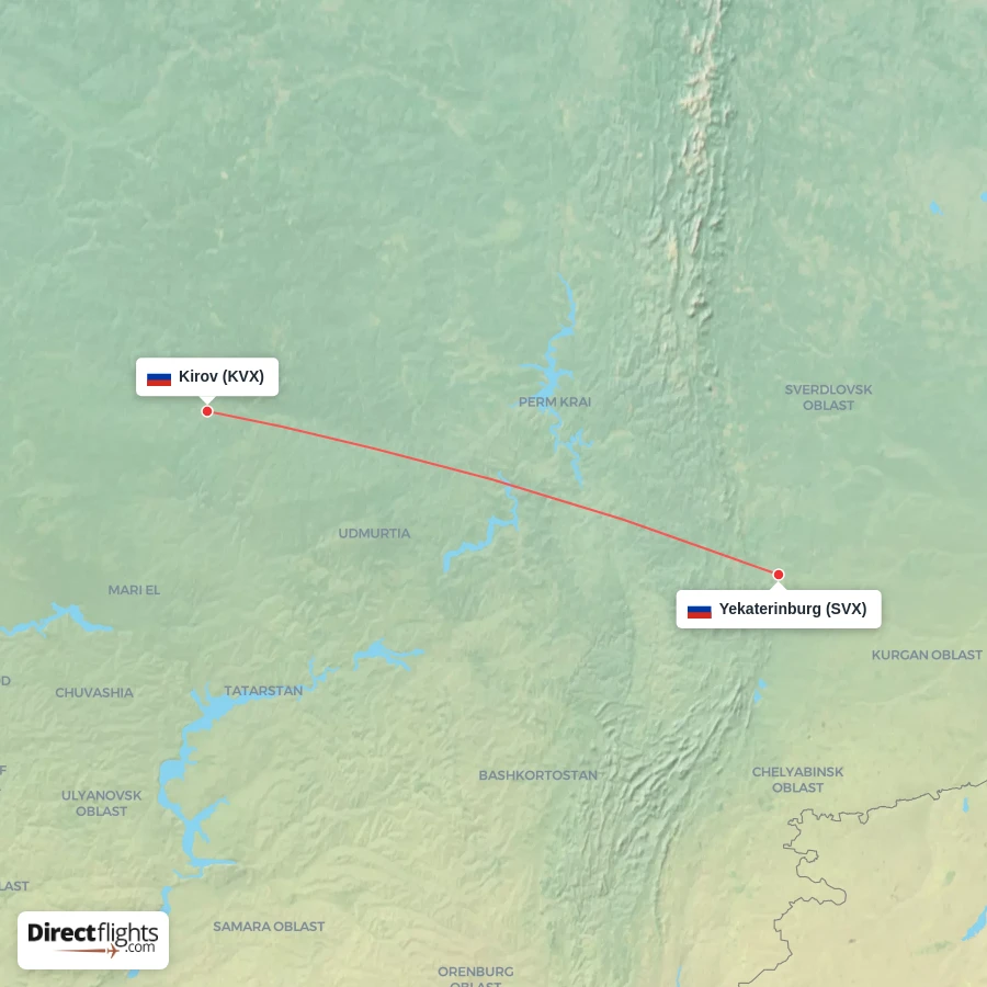 KVX - SVX route map