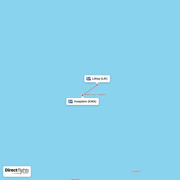Kwajalein - Likiep direct flight map