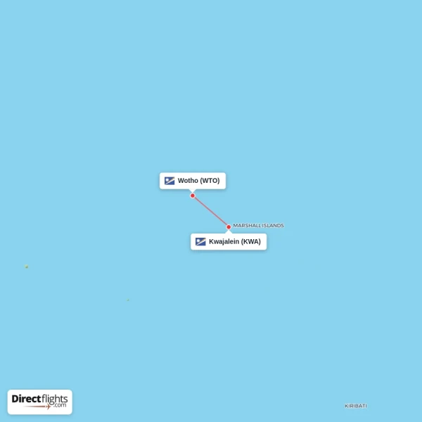 Kwajalein - Wotho direct flight map