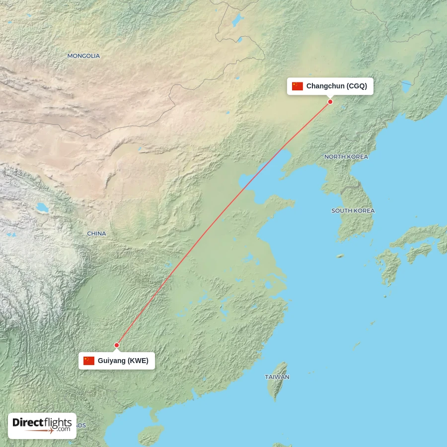 KWE - CGQ route map