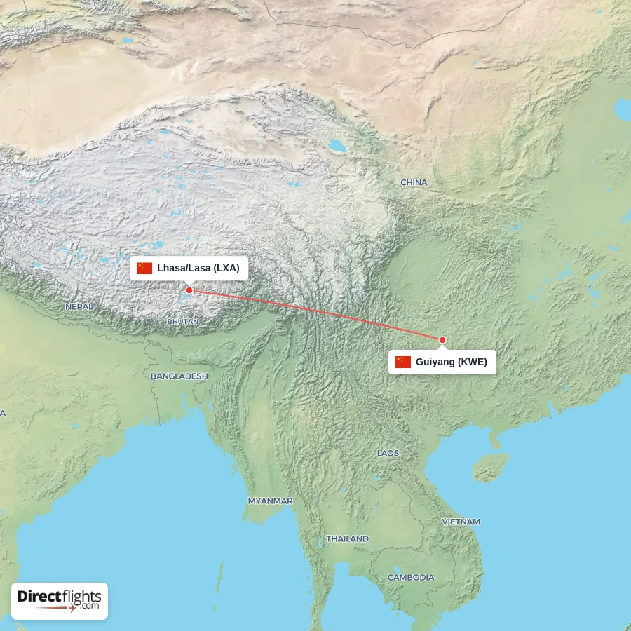 KWE - LXA route map