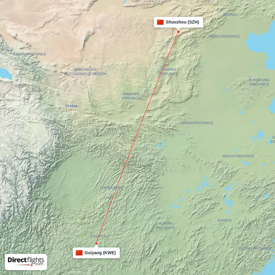 KWE - SZH route map