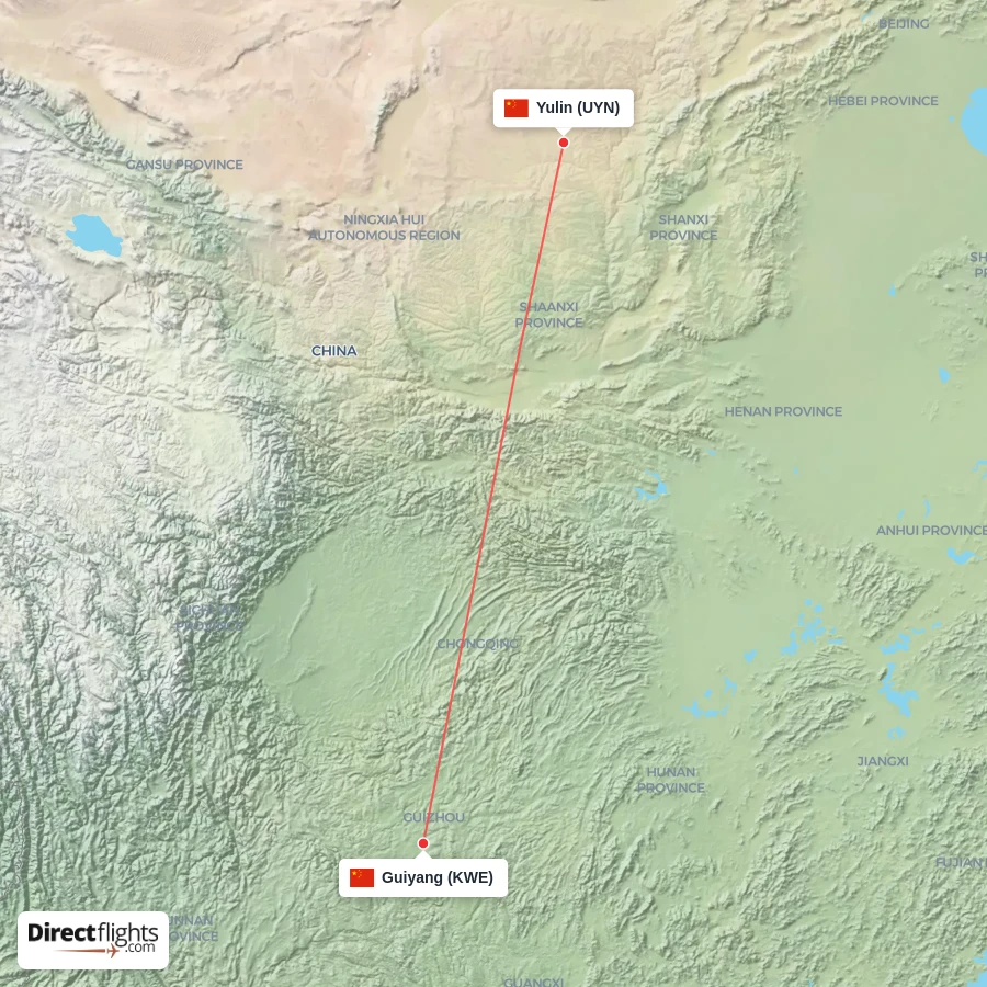 KWE - UYN route map