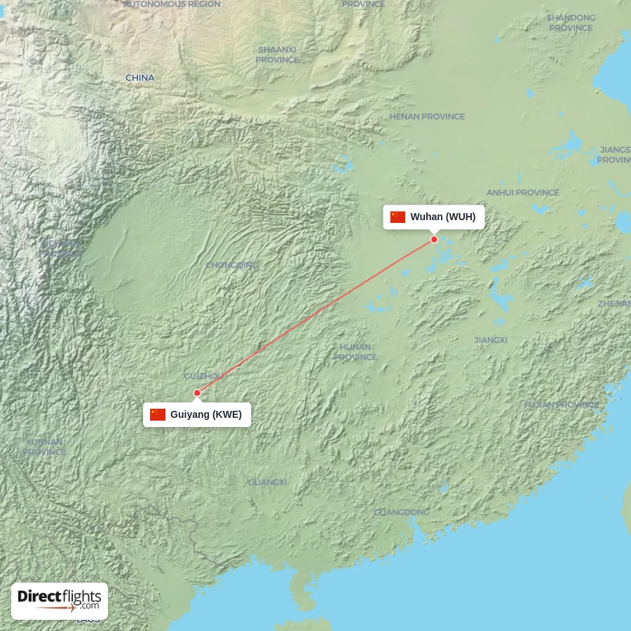 KWE - WUH route map