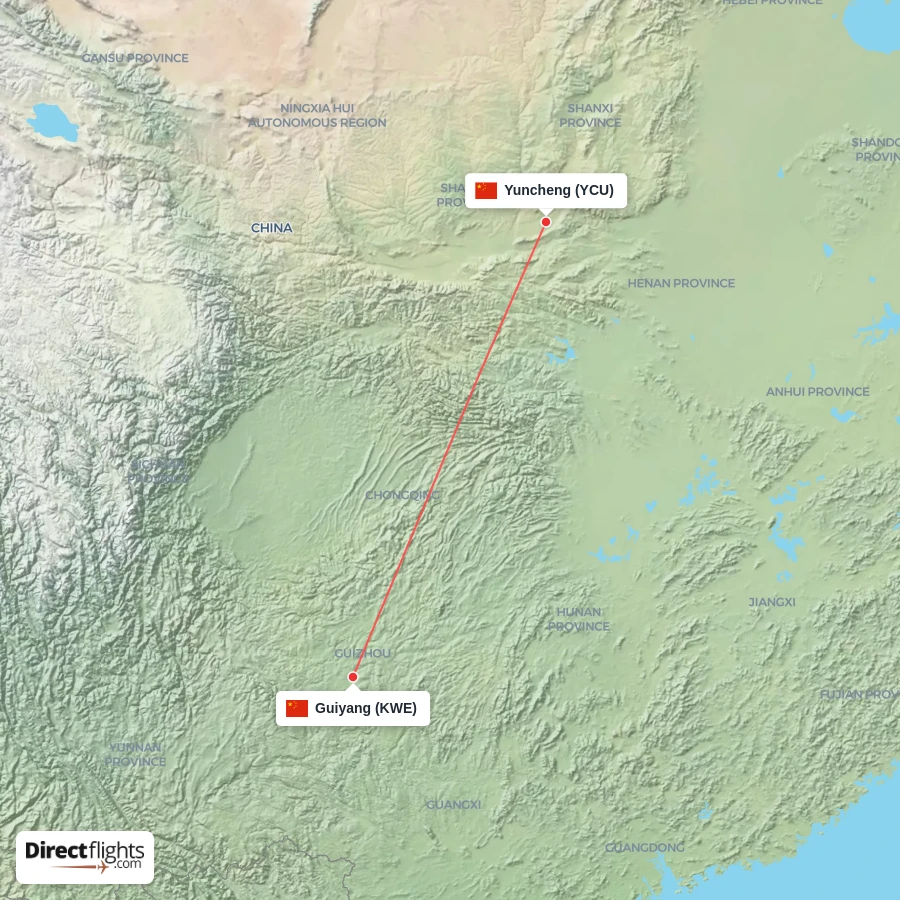 KWE - YCU route map