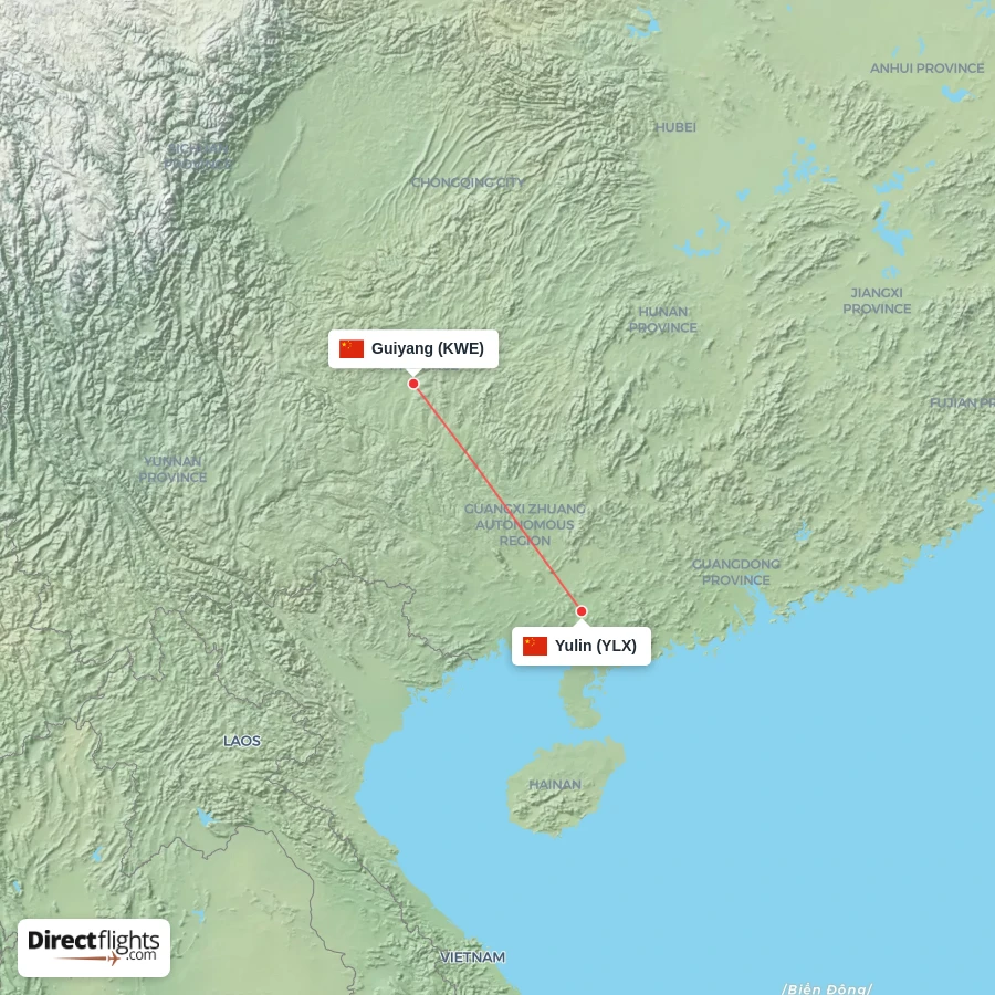 KWE - YLX route map