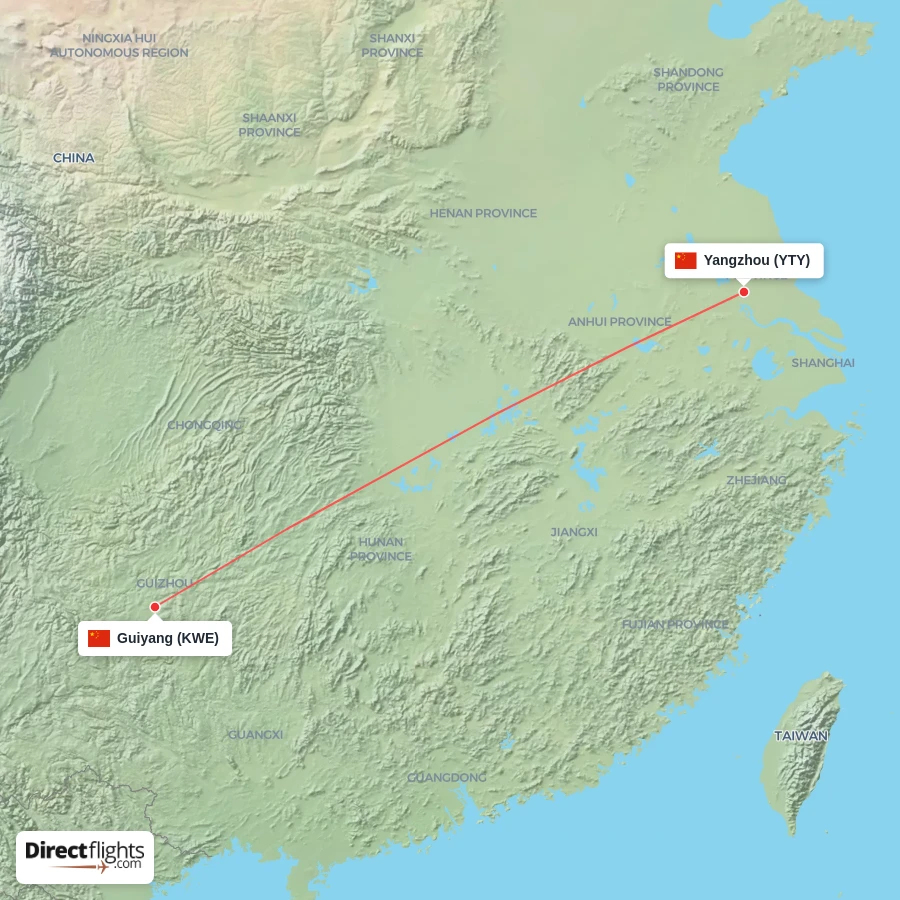 KWE - YTY route map