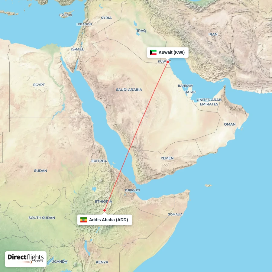 KWI - ADD route map