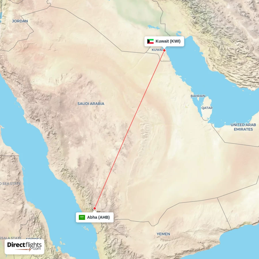KWI - AHB route map