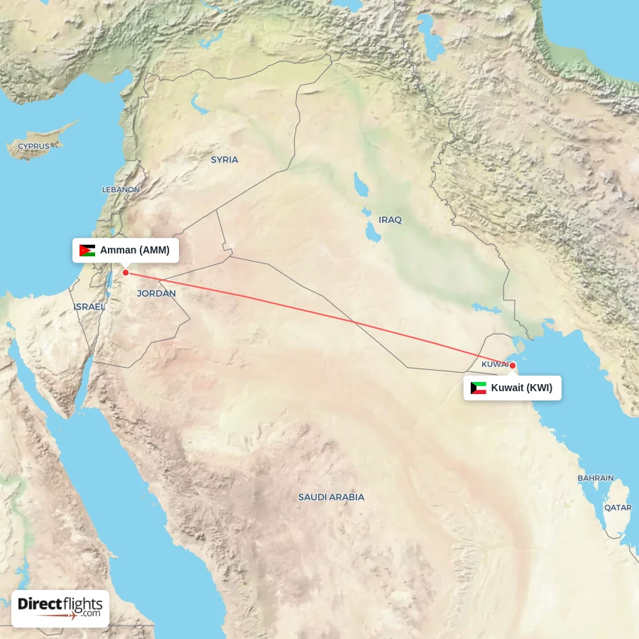 KWI - AMM route map