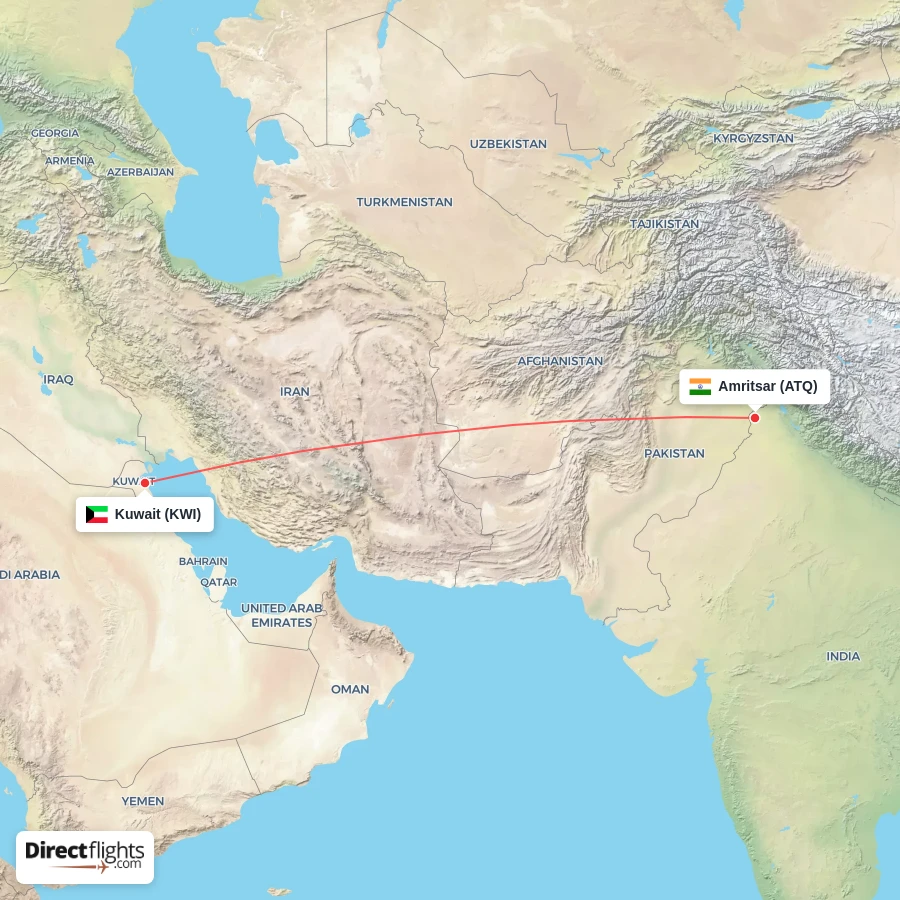 KWI - ATQ route map