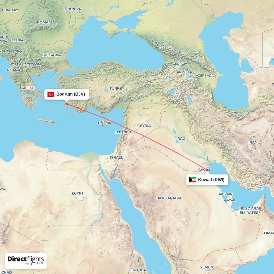 KWI - BJV route map