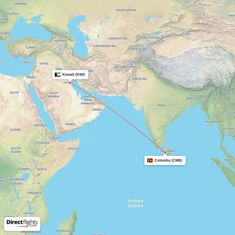 KWI - CMB route map