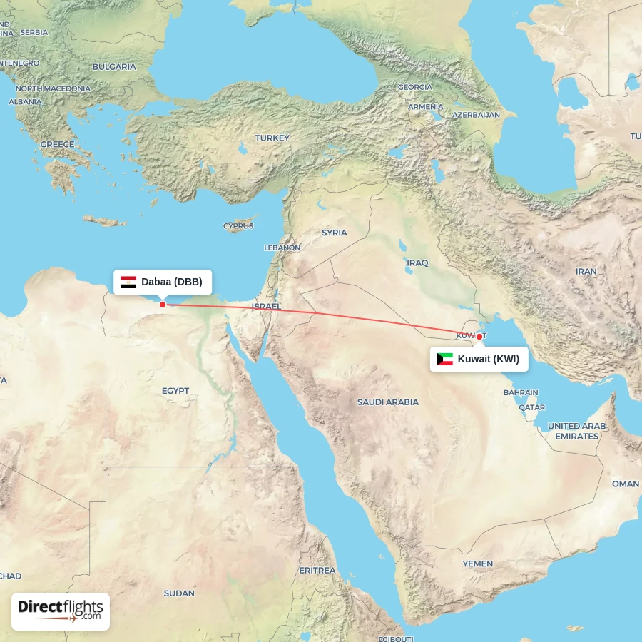 KWI - DBB route map
