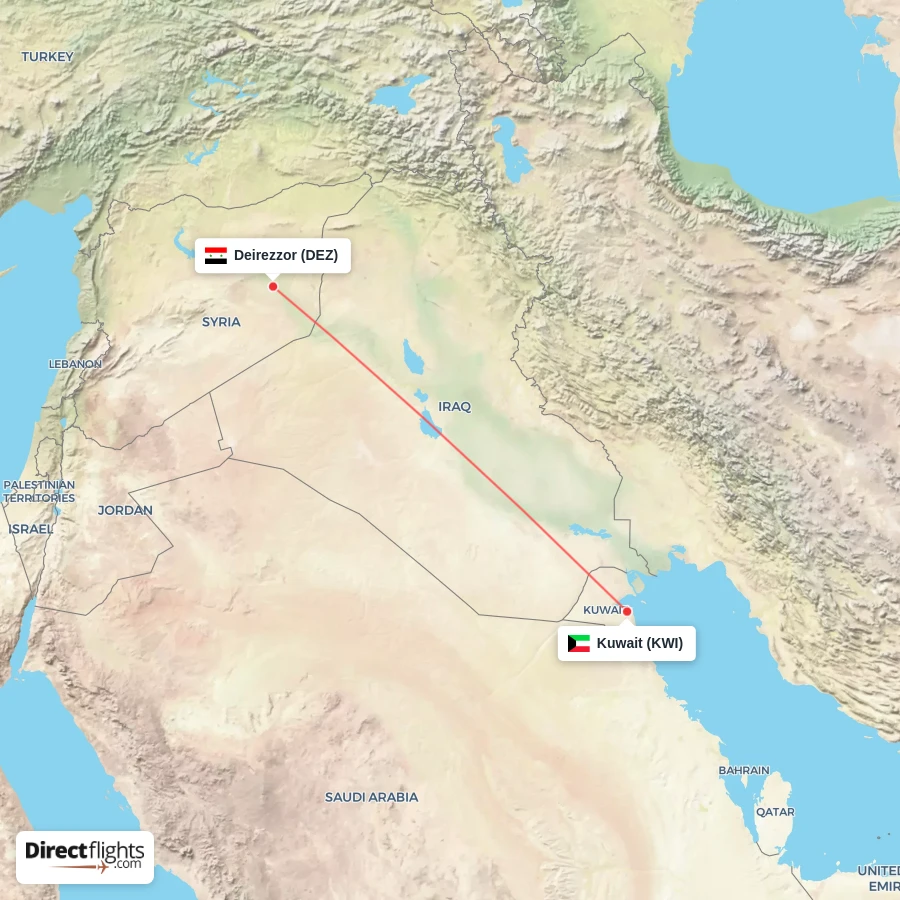 KWI - DEZ route map