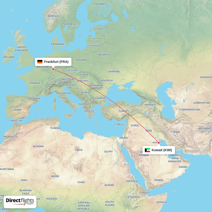 KWI - FRA route map