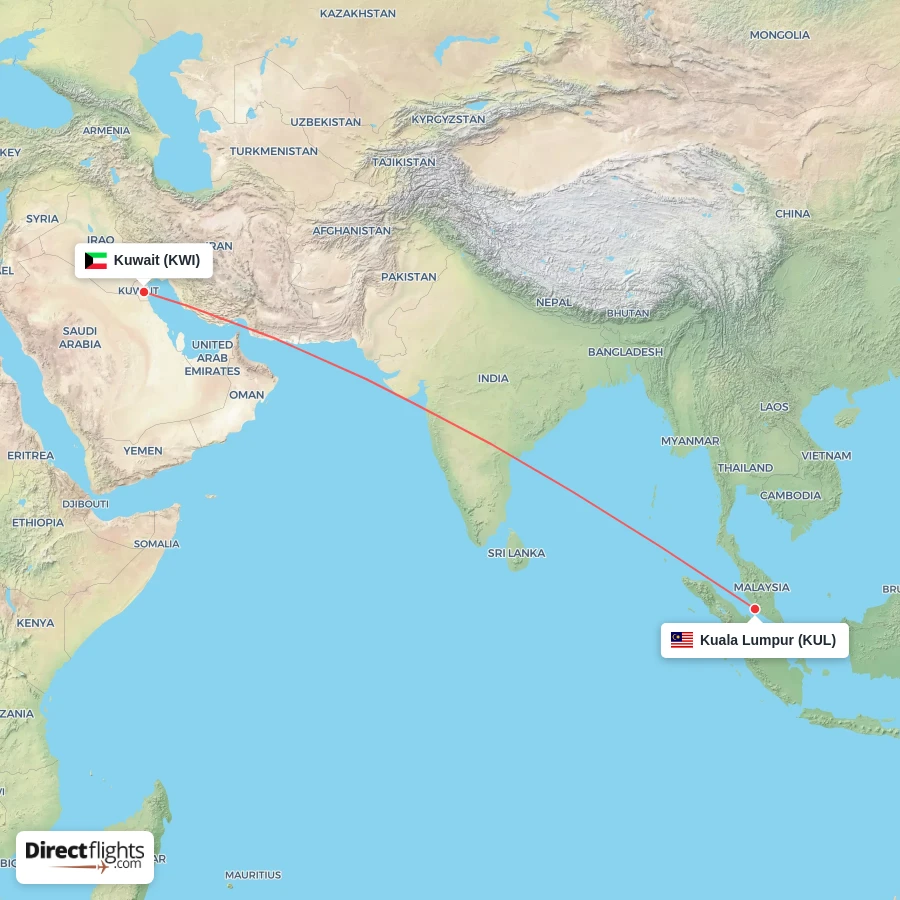 KWI - KUL route map