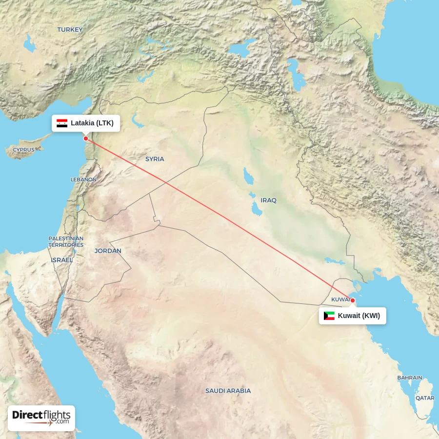 KWI - LTK route map