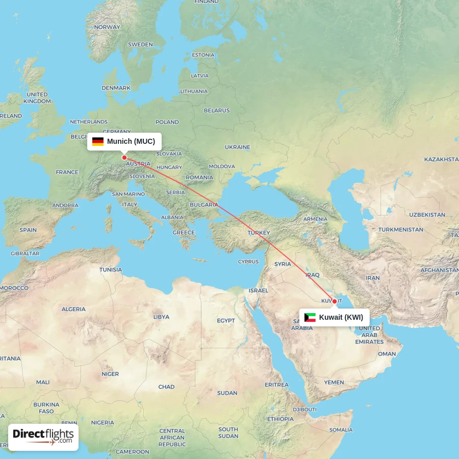 KWI - MUC route map