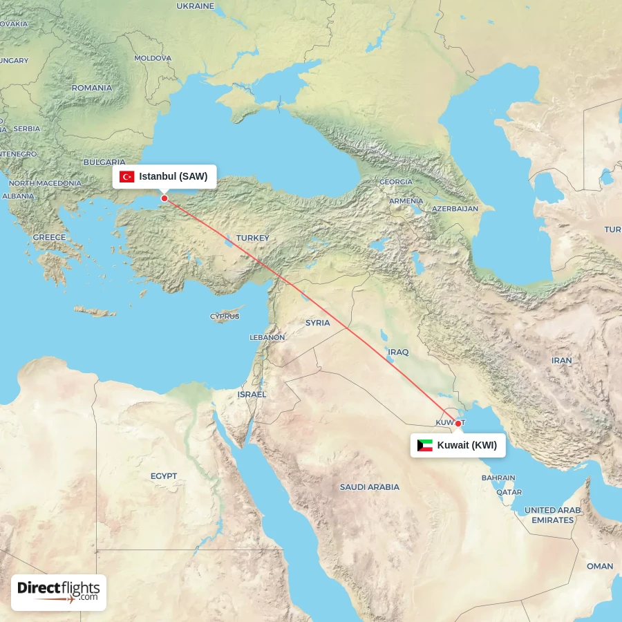 KWI - SAW route map