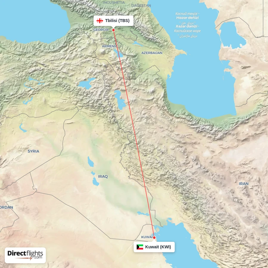 KWI - TBS route map