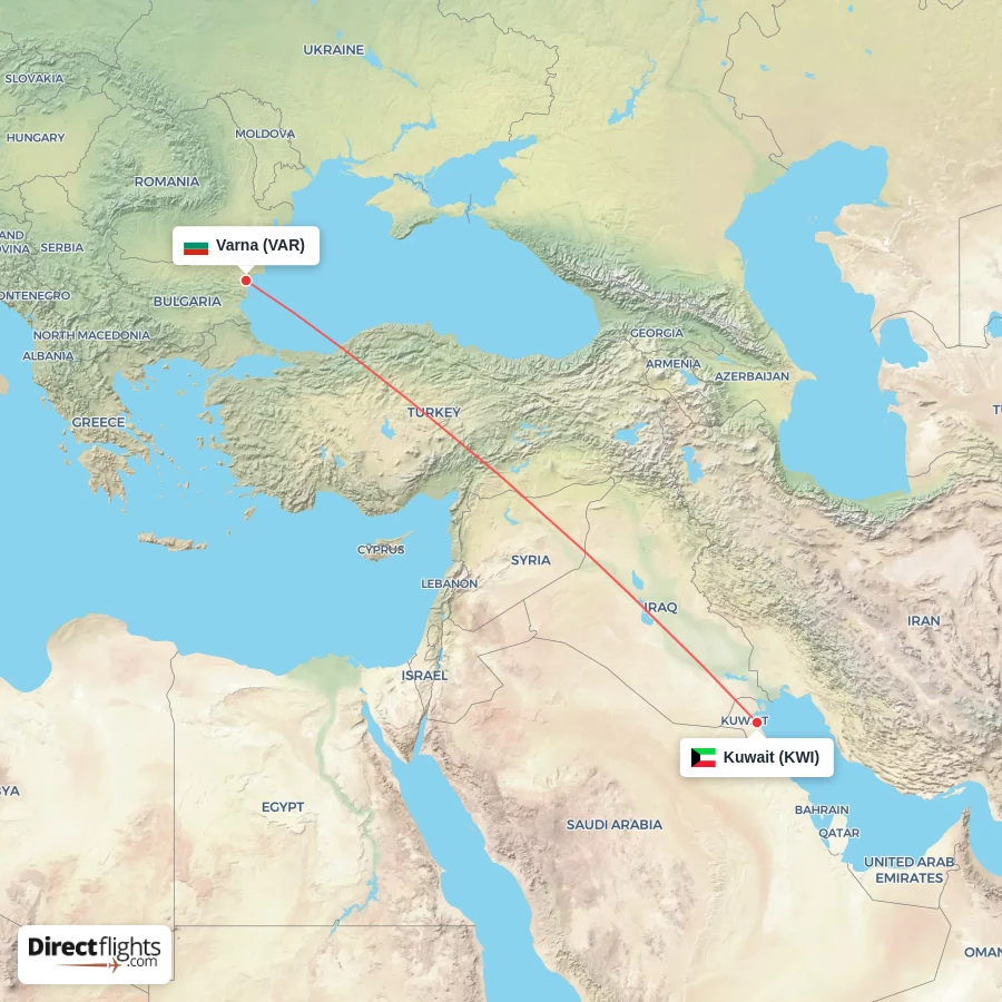 KWI - VAR route map