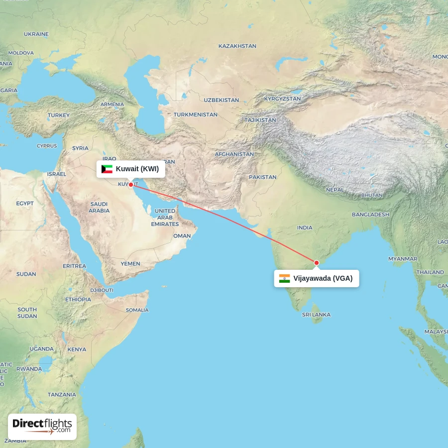 KWI - VGA route map
