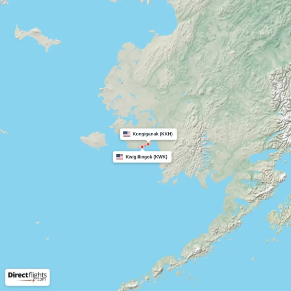 Kwigillingok - Kongiganak direct flight map
