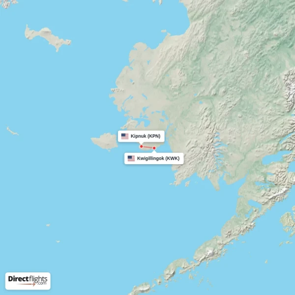 Kwigillingok - Kipnuk direct flight map