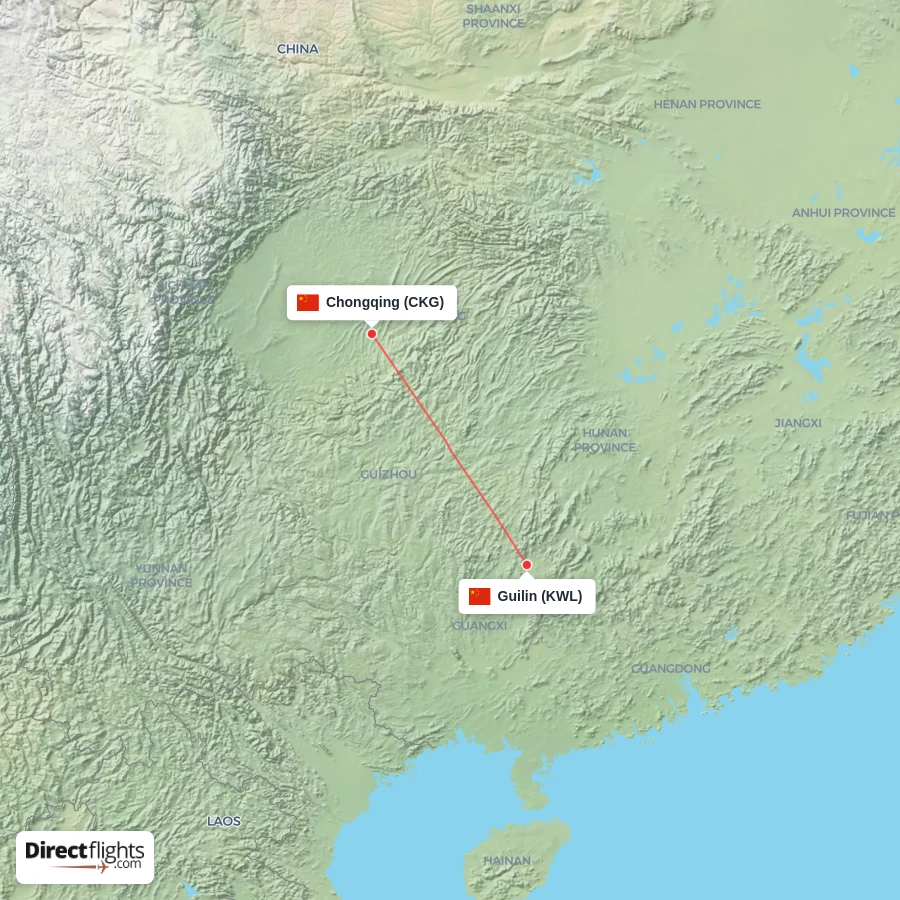 KWL - CKG route map
