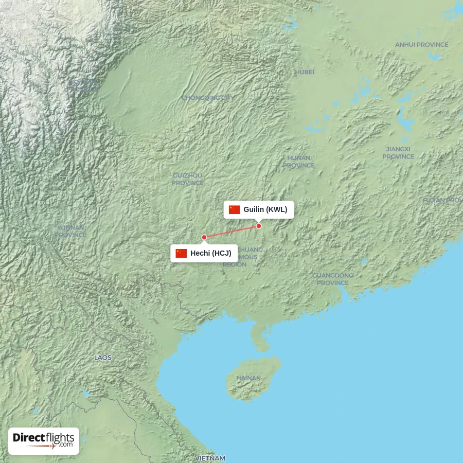 KWL - HCJ route map