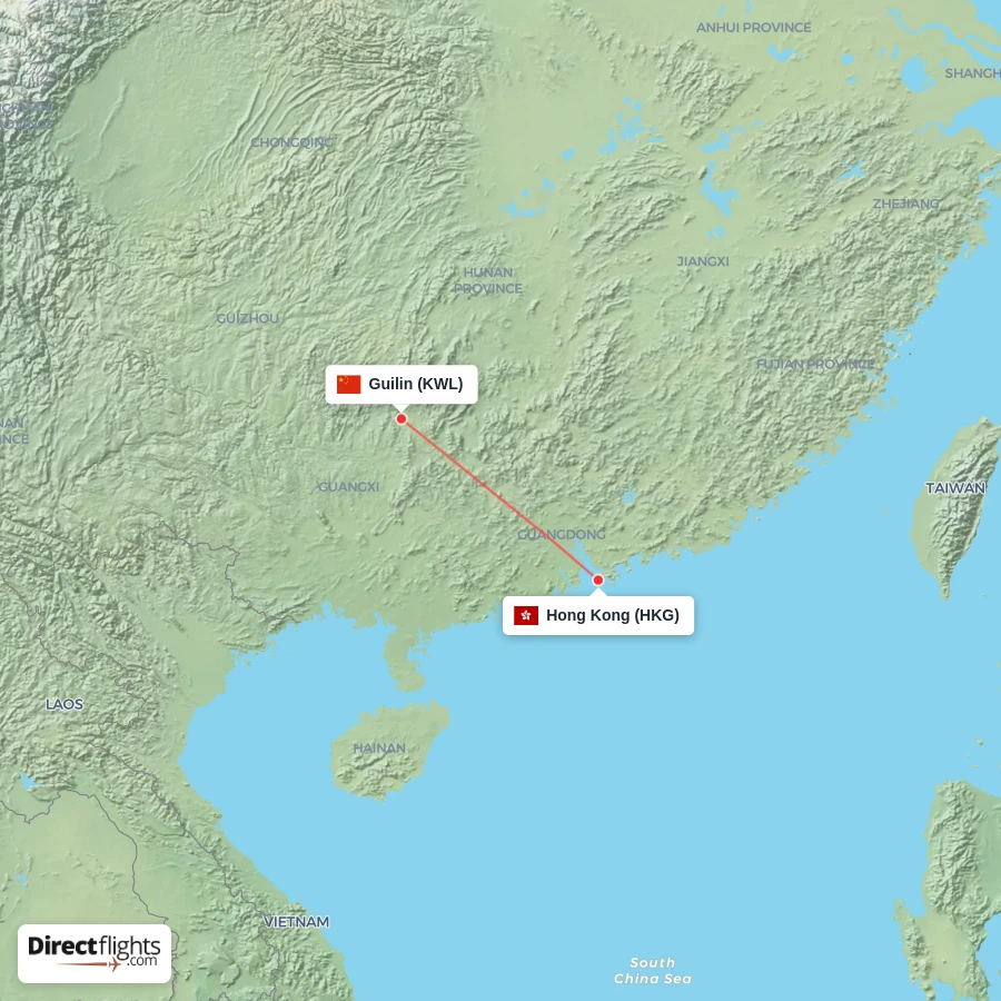KWL - HKG route map