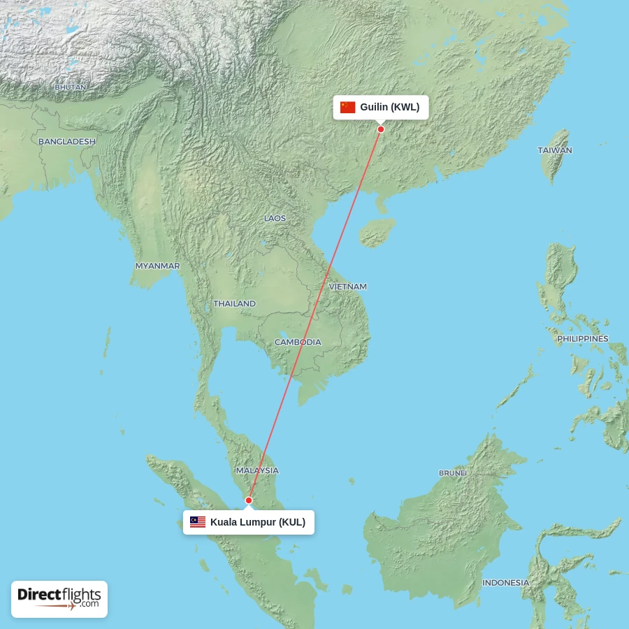KWL - KUL route map