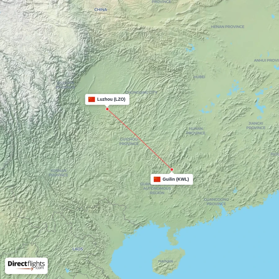 KWL - LZO route map