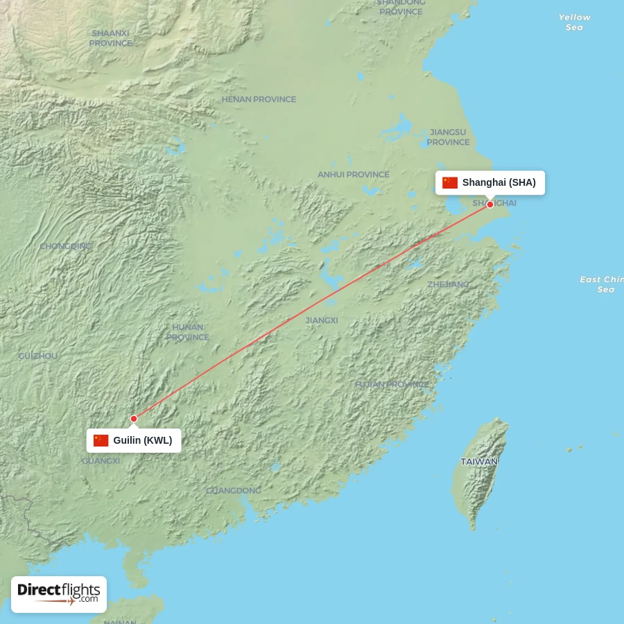 KWL - SHA route map