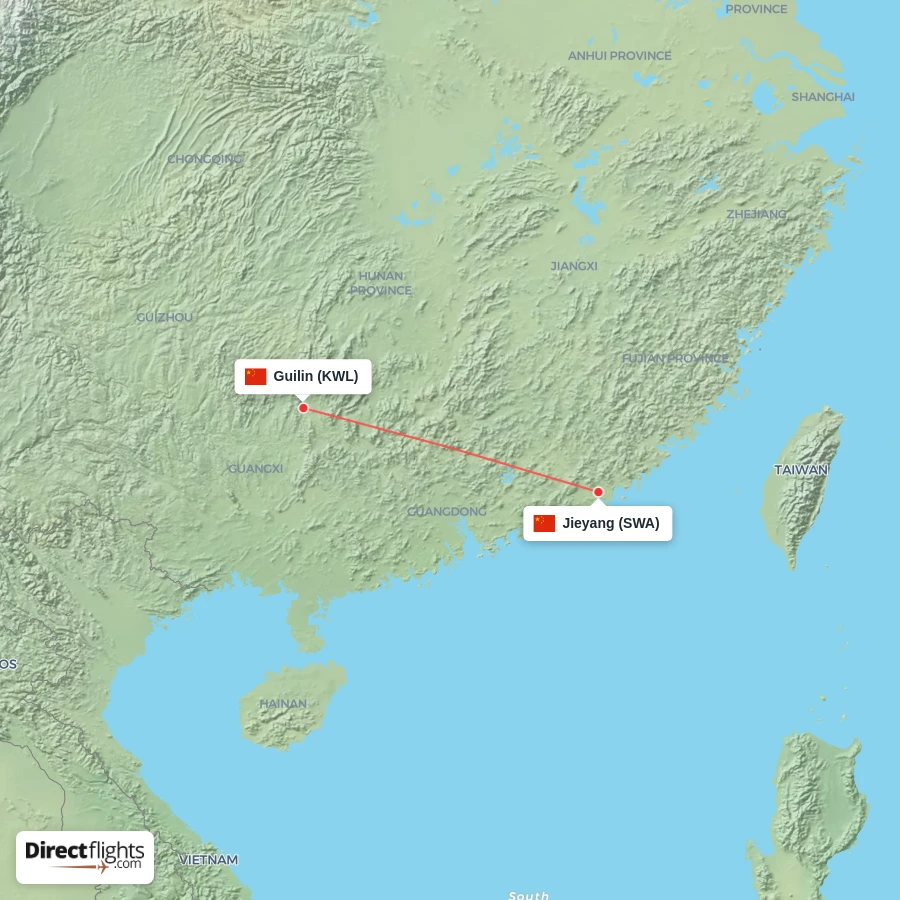 KWL - SWA route map