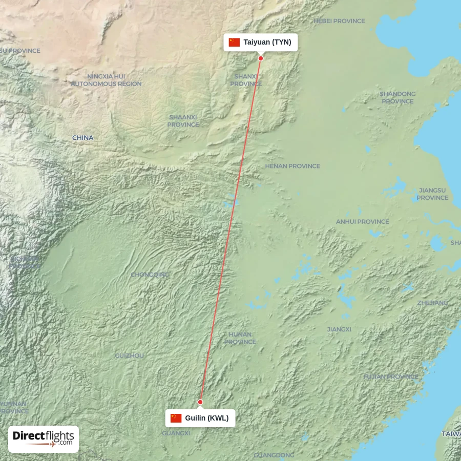 KWL - TYN route map