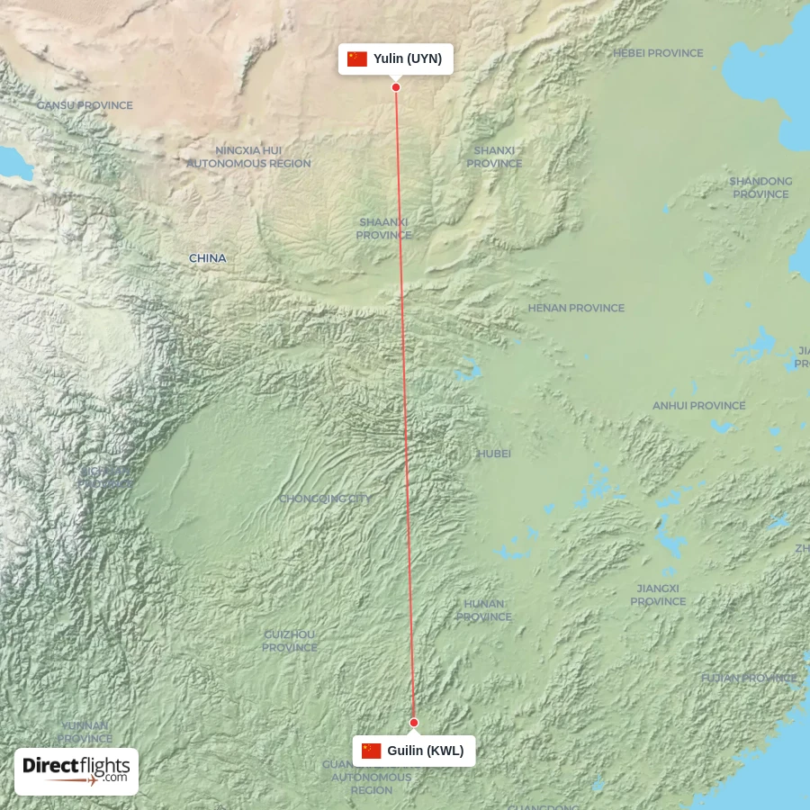KWL - UYN route map