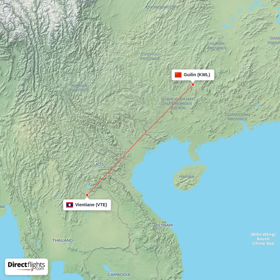 KWL - VTE route map