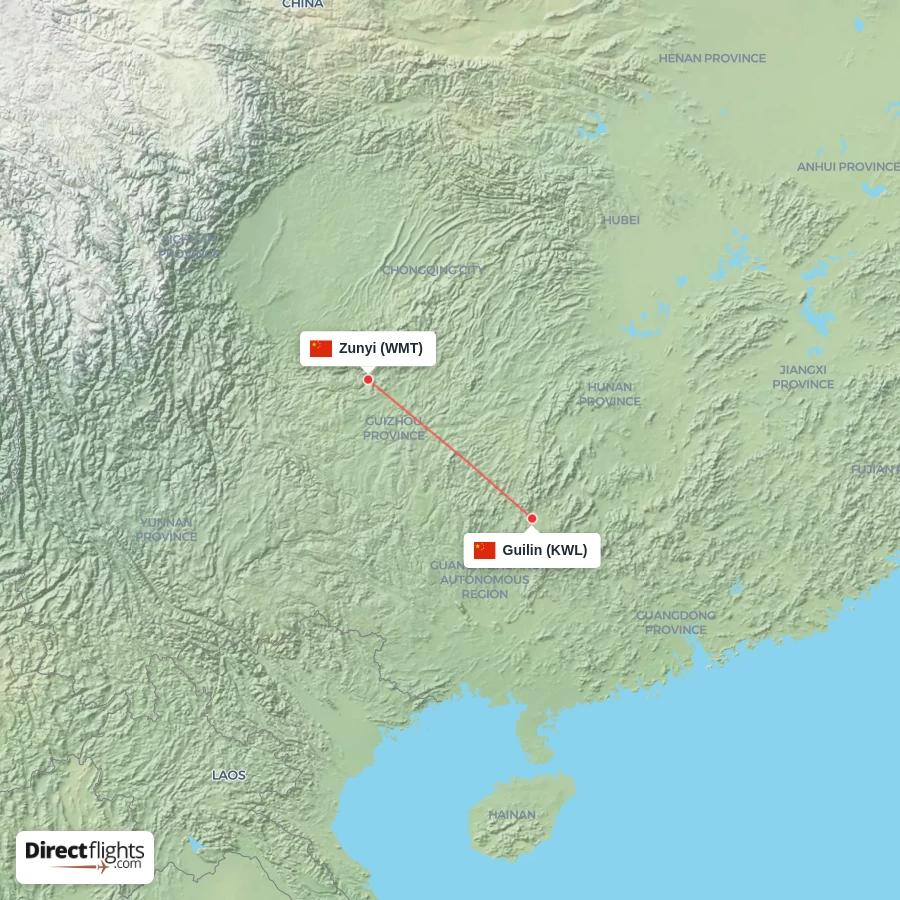KWL - WMT route map