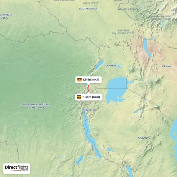 Kisoro - Kihihi direct flight map